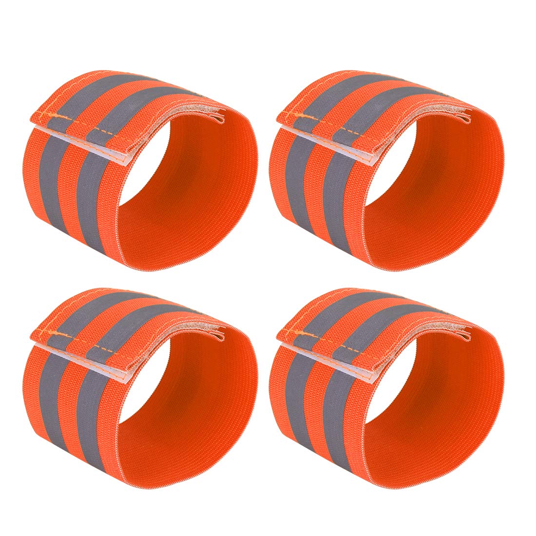 X AUTOHAUX 4pcs Reflective Bands for Wrist Cycling Reflective Wristbands Orange