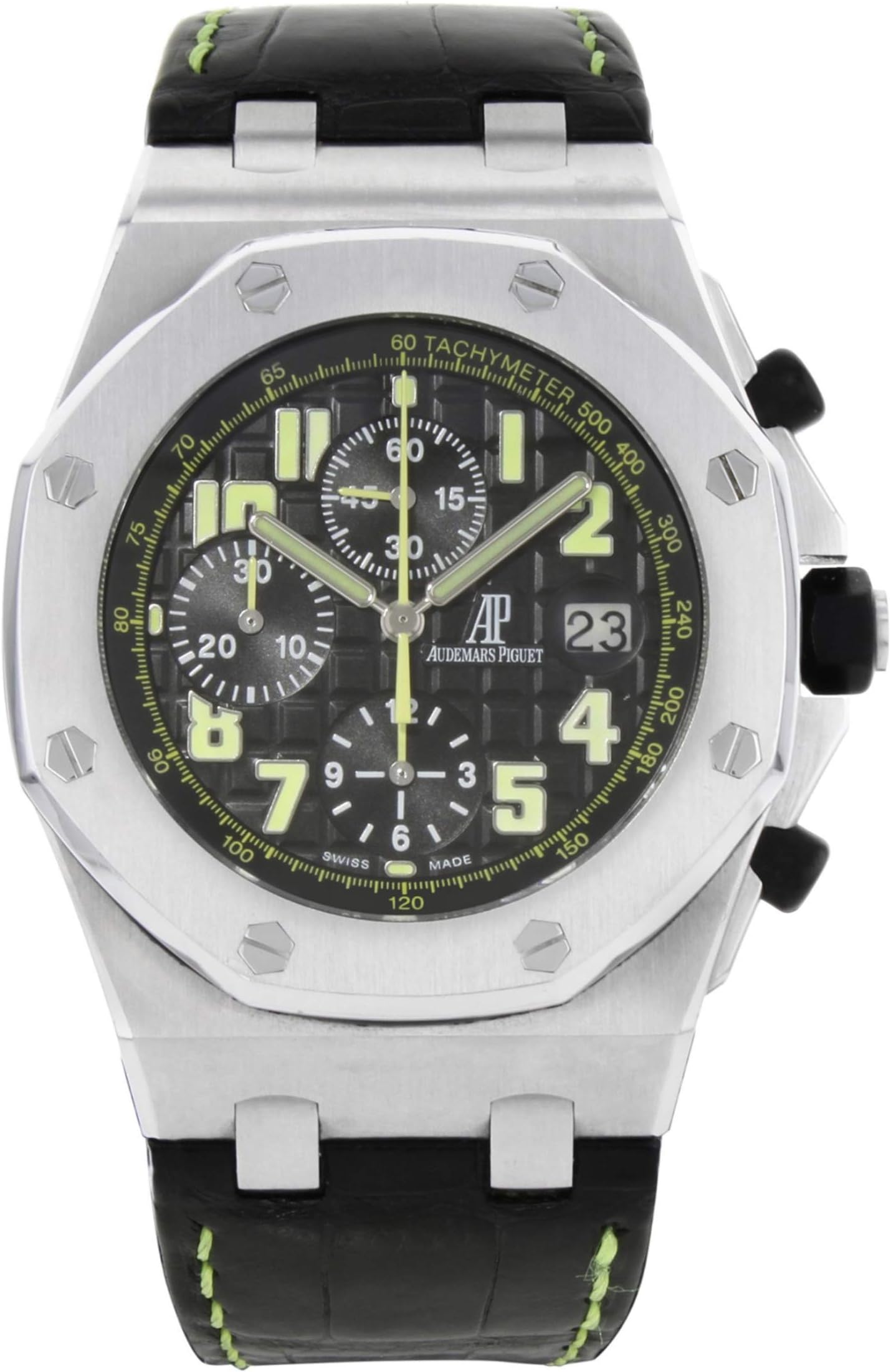 Audemars Piguet Royal Oak Offshore Black Dial Chronograph Black Leather Mens Watch 26086STOOD002CR01