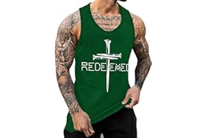 TMJSPOYOU Three Nails Clothing for Men, Jessus Cross Christian Tank Tops Believe Printed Faith Christian Sleeveless Shirts