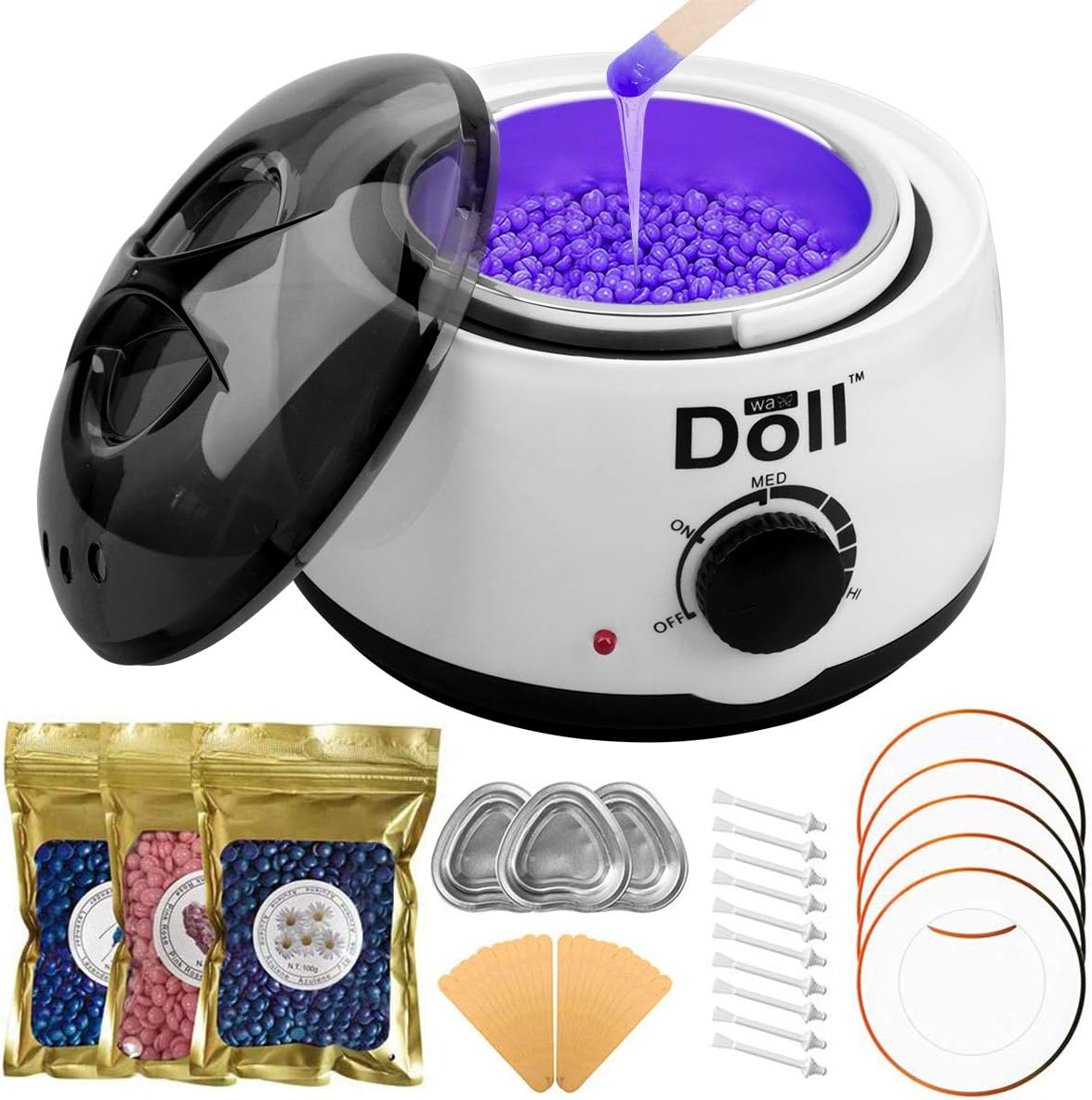 Chauffe-cire à double pot professionnel pour l'épilation, chauffe-cire électrique rapide avec réglage de température réglable pour femme (rose - pots doubles