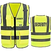 Reflective Security Safety Vests Heavy Duty with 7 Pockets and Front Zipper