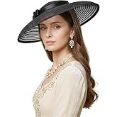 F FADVES Fascinators for Women Elegant Wide Brim Tea Party Church Wedding Hat