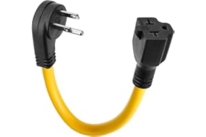 PURCOPPER [4-in-1] Flat 12AWG 15 Amp Household AC Plug to 20 Amp T Blade Adapter, Low Profile 45-Degree Heavy Duty Male to Female Power Extension Cord 1Ft,Nema 5-15P to 5-15R,5-15P to 5-20R,5-15P to 6-15R/6-20R