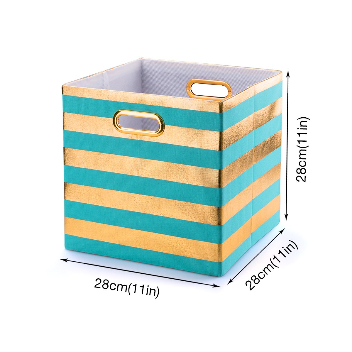 BAIST Fabric Storage Bins,Heavy Duty Square Gold Canvas Fabric Storage
