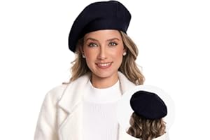 Nawati Cashmere Knitted Women Beret, French Style Double Layer Winter Autumn Warm and Soft Beanie Hat Cap
