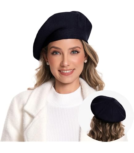 Sumolux Women Beret Hat French Wool Beret Beanie Cap Classic  display picture 3