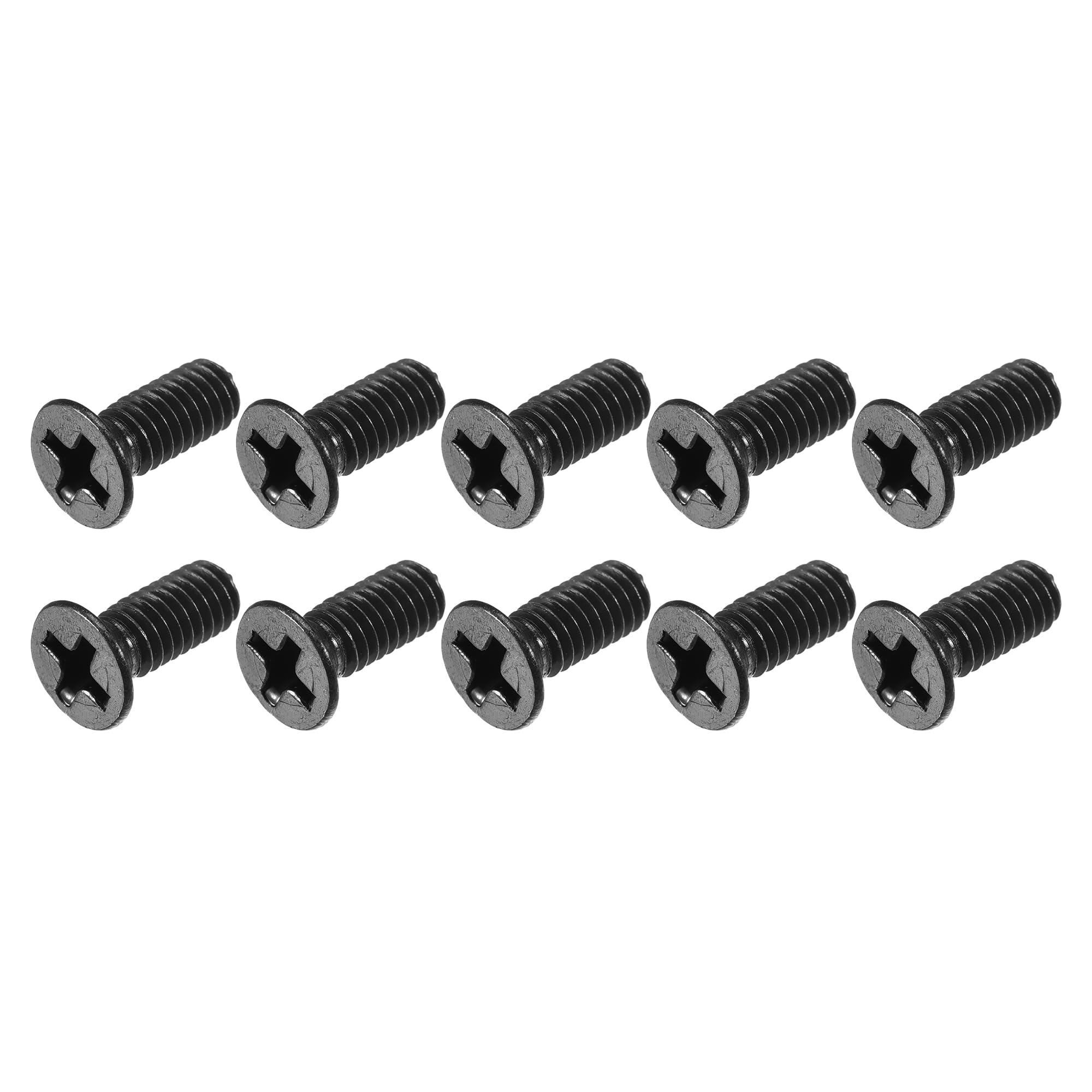 METALLIXITY Phillips Flat Head Screws (M4 x 10mm) 150Pcs, Carbon Steel Machine Screws - for Glasses Watch and Other Small Electronics, Black