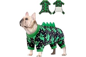 CuteBone Dinosaur Costume Dog Pajamas, Stretchy Spandex Crystal Velvet Sleepwear Dog Pjs Coat for Small Dogs, Soft & Warm Pup