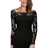 DJT Womens Off The Shoulder Tops Sexy Floral Lace Long Sleeve Slim Fit Shirts Dressy Casual Party Clubwear Outfits
