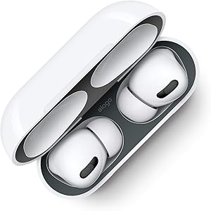 elago Dust Guard Compatible with AirPods Pro 3rd Generation - Dust-Proof Film, Ultra Slim, Luxurious Looking, Protect from Iron/Metal Shavings (1 Set, Dark Grey) [US Patent Registered]