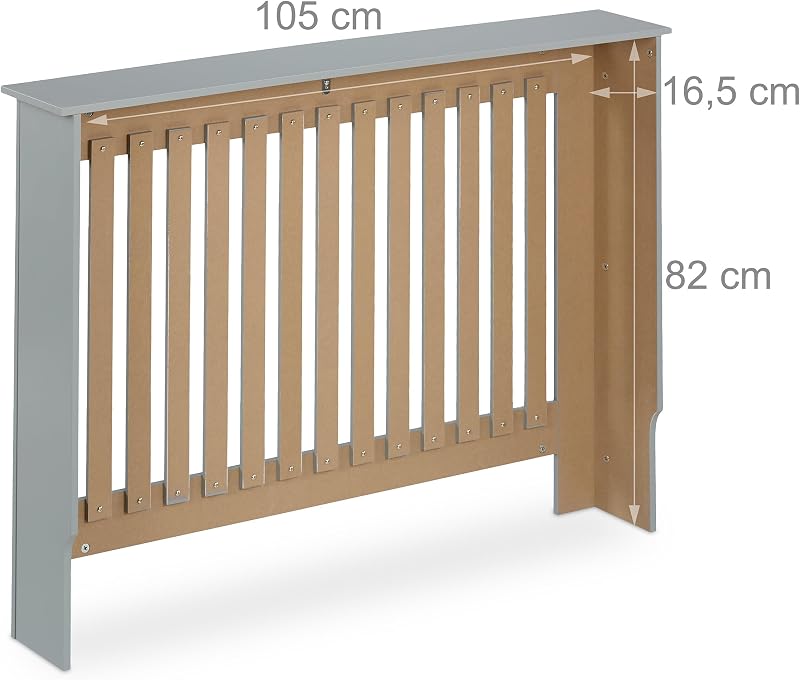 Copritermosifone in Legno MDF, Copricalorifero Rustico, 83x112x19 cm, Copertura Protezione Termosifone, Grigio