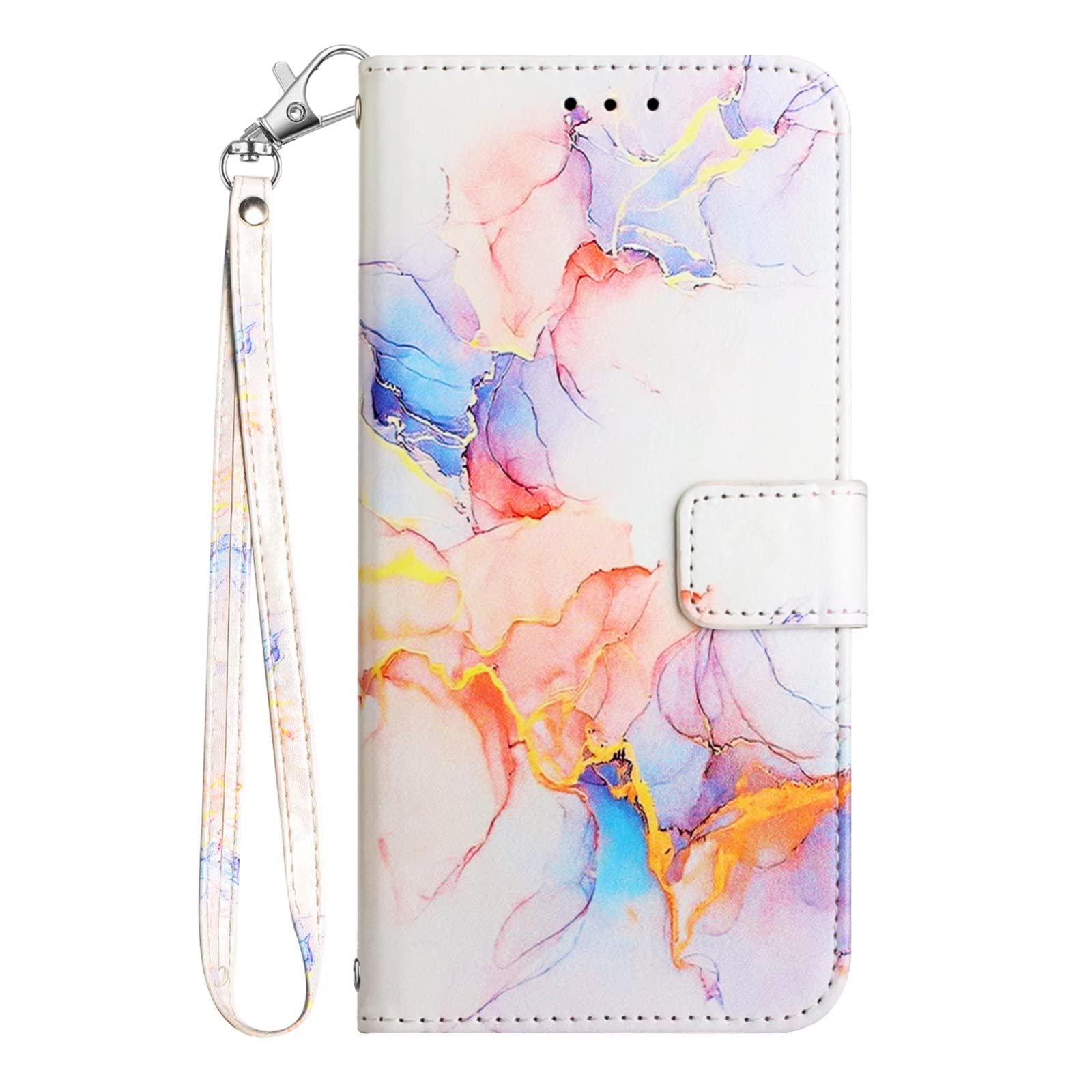 Dfjhure Honor X6b Case Shockproof Phone Case Cover Marble Silicone Case Leather Flip Folio Wallet Cover with Card Holder Stand Case for Honor X6b- Colorful