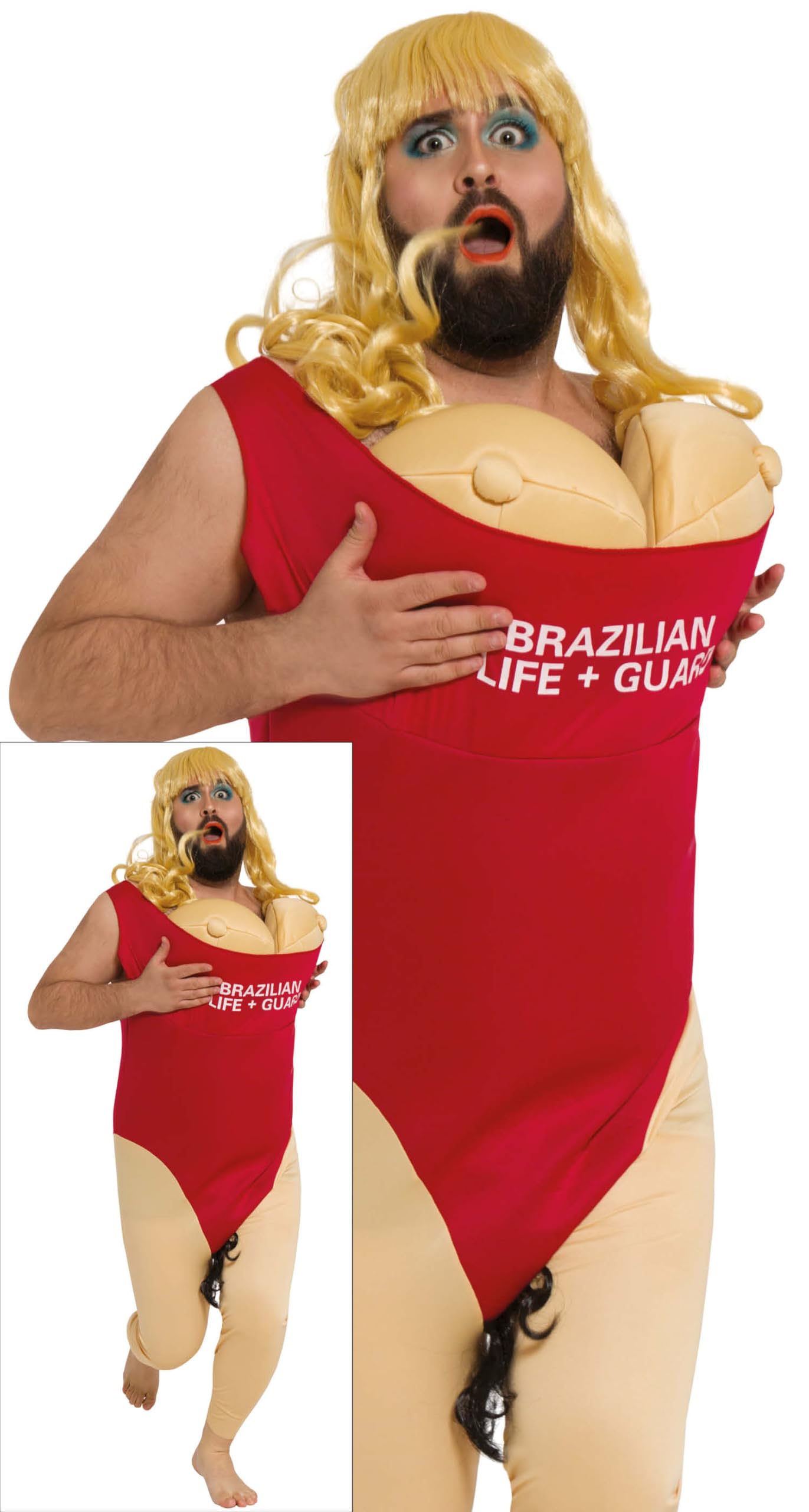FIESTAS GUIRCA Lifeguard Fancy Dress Costume - Lifeguard Stag do Outfit Size XL UK 44-46
