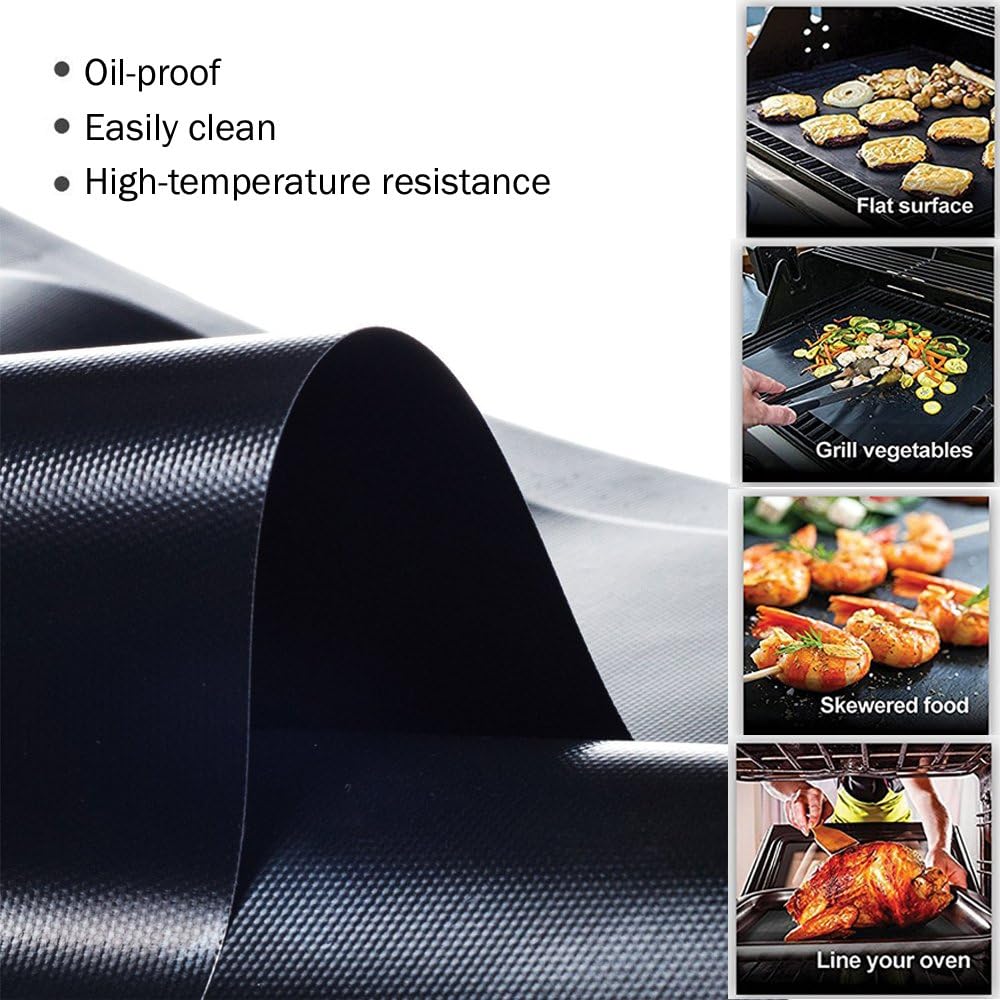 BBQ Grill Mat Set (16"x13"), Non-Stick Barbecue Grill & Baking Mats for Baking on Gas Charcoal, Oven and Electric Grills - Image 3