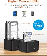 Alxum USB C A Dual Bay Docking Station 5Gbps SATA HDD SSD Clone view 3