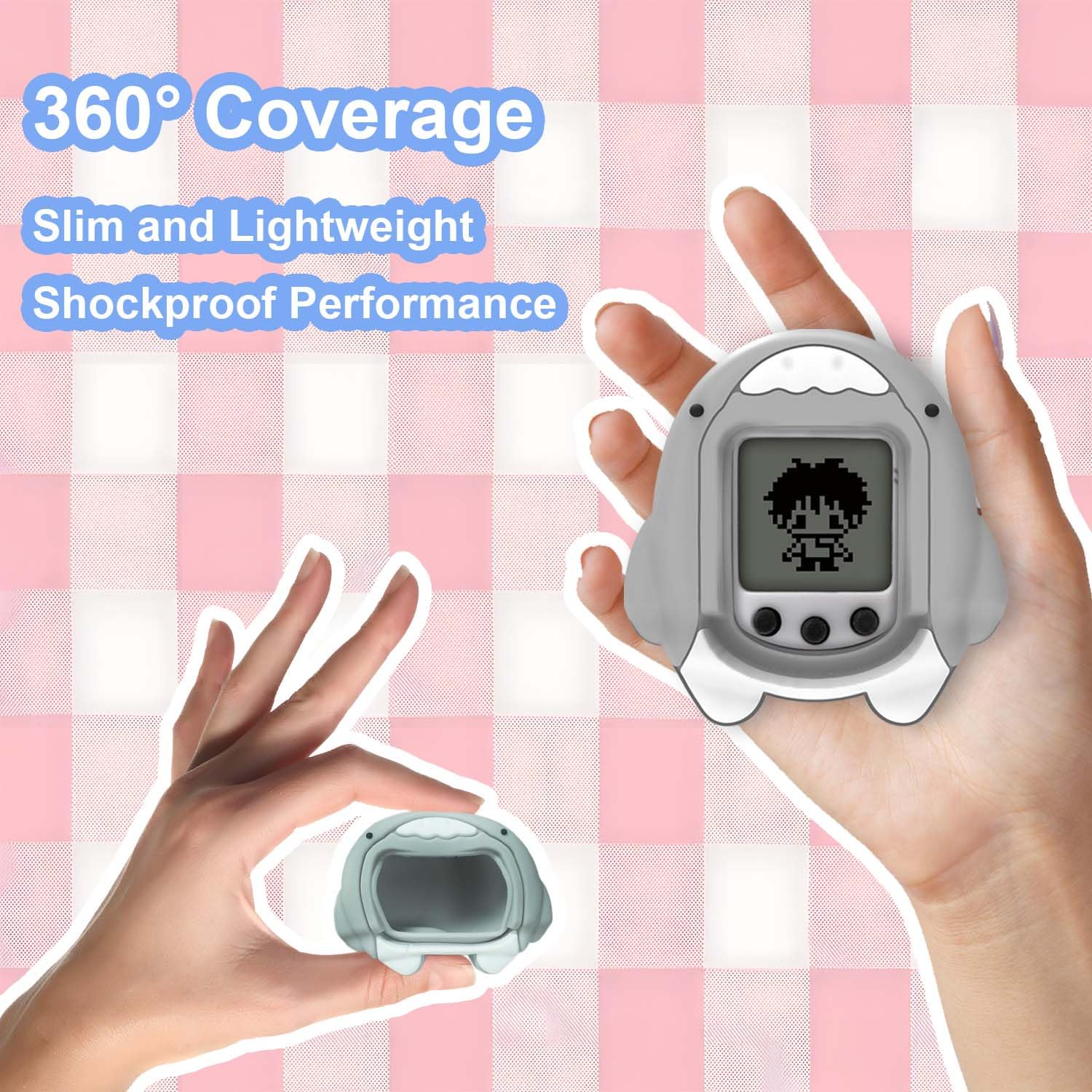 Silicone Case Compatible with Tamagotchi Nano, Cute Shark Protective Skin Sleeve for Tamagotchi Nano Interactive Toy Digital Pet Case