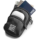 Ringke Mini Pouch Two Pocket, Small Bag for Universal Wireless Ear Buds, Durable Waterproof Keychain Backpack Accessories for AirPods Pro 3 &amp; 2 &amp; 1, AirPods 4 &amp; 3 &amp; 2 &amp; 1 Case - Black
