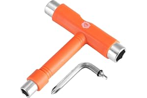 Panjshirv Skateboard Tools Skate Tools Multi-Function Portable Skateboard T Tool Accessory ，T-Type Allen Key and L-Type ，Skateboard Hardware Gold Bolts Set
