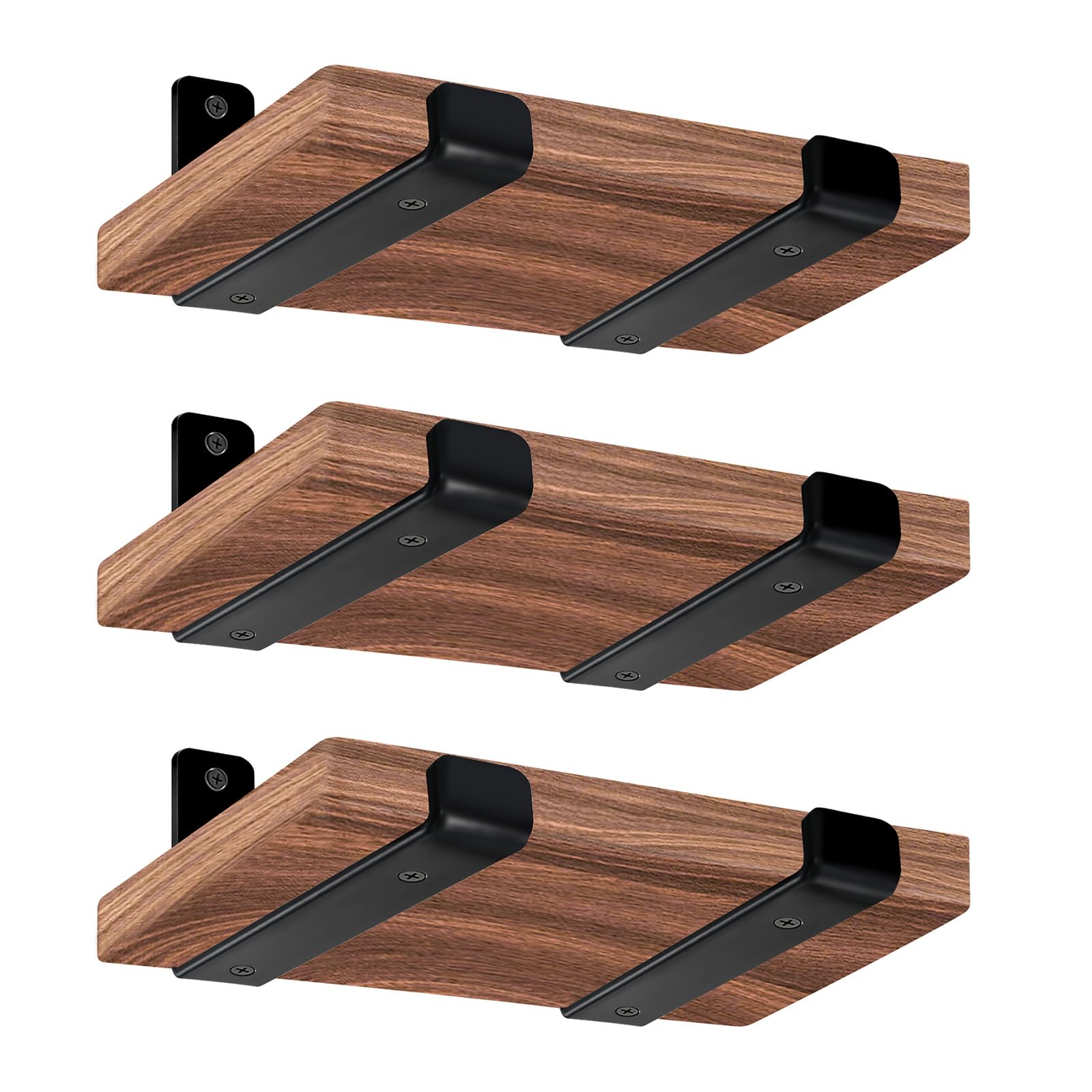 Photo 1 of 6 Pack - 5.5" L x 4" H x 1.5" W J Lip Shelf Brackets Rustic Farmhouse Iron Wall Floating Shelf Bracket Metal Shelf Bracket Industrial Shelf Supports with Screws Black