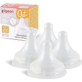 Pigeon Silicone Nipple (SS) with Latch-On Line, 0+ Months, 4 Count | Stage 1, Newborn Extra Slow Flow, Breastlike Natural Feel