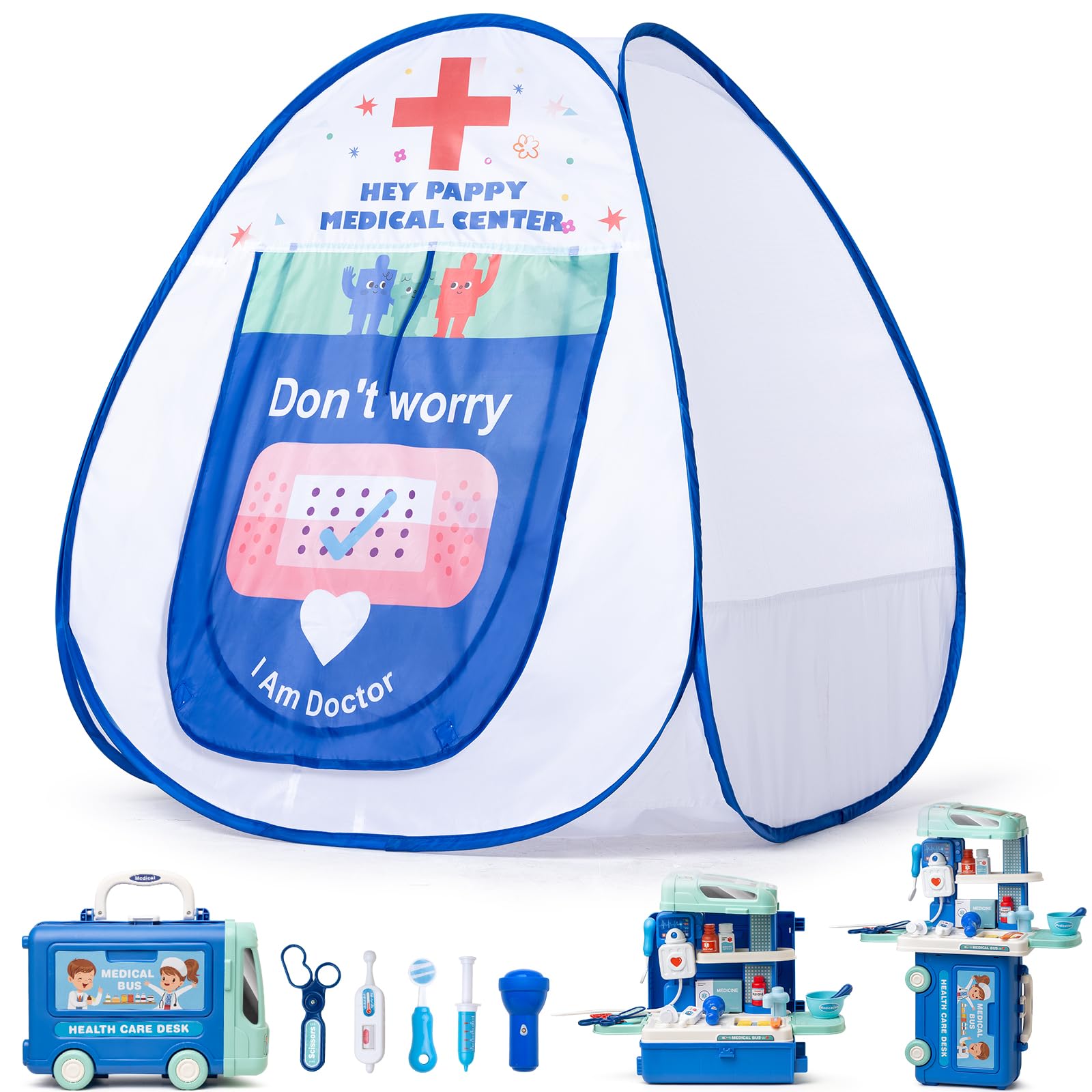 Photo 1 of Heypappy Kids Tent,Pop Up Kids Play Tent Hospital Center Theme with Complete Toy Set, Play Toys Play Set for Indoor Outdoor Pretend Play