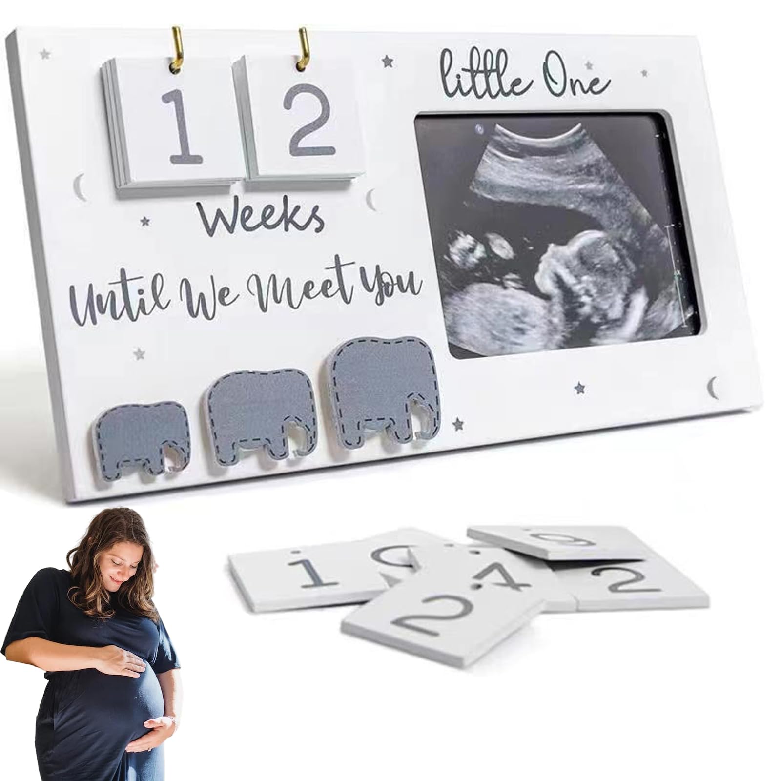 Niksultant Baby Scan Photo Frames Pregnancy Gifts Mum to be Gifts Pregnancy Announcement Baby Countdown Ultrasound Photo Frame Picture Pregnant Mom Weeks Calendar