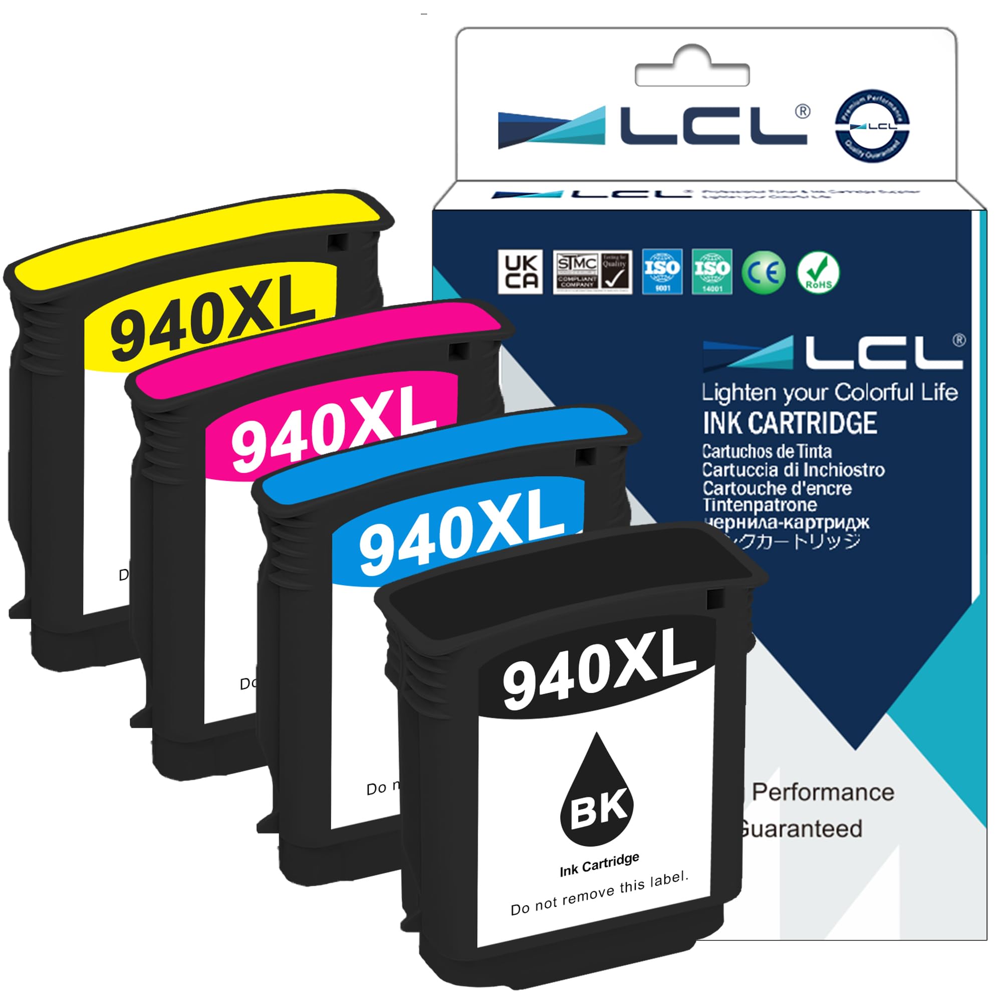 LCL 940XL C4906AE C4907AE C4908AE C4909AE (4-Pack KCMY) Ink Cartridge Compatible for HP Officejet Pro 8000-A809a A811a A809n 8000 8500A 8000AIO 8000W Wireless Officejet Pro 8500 –A909b A909a A909n