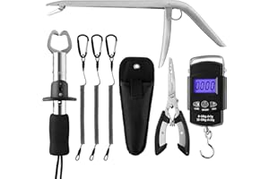 mouhike Fishing Tool Kit Fishing Pliers, Fish Lip Gripper, Fishing Hook Remover, Handheld Digital Fishing Scale, Ice Fly Fish Pliers Fishing Gear Accessories Fishermen Gift (Battery Not Included)