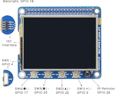 Geekworm For Raspberry Pi 4, 2.4 Inch 240x320 Touch LCD High PPI TFT Screen with Cooling Fan + Aluminum CNC Case Compatible with Raspberry Pi 4 Model B