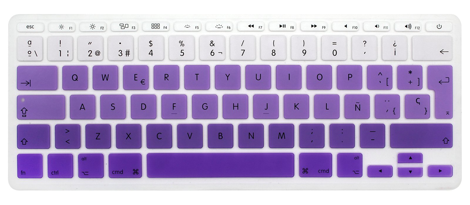 MMDW Spanish QWERTY ISO Keyboard Cover Protector for Macbook 11"11.6 Inch A1465 A1370 European/ISO Keyboard Layout Silicone Skin(Ombre-purple)