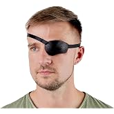 ANUDRA Black Premium Handmade Leather Eye Patch with Soft Foam Padding, Adult Eye Patch for Men and Women