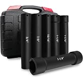 V-SEK 6.75 Inch Long Extended Length Impact Socket Set 1/2 Inch Drive 6PCS | Extra Deep Sockets Heavy Duty Steel With Hex Sizes 3/4" 7/8" 15/16" 1-1/16" 1-1/8" 1-1/4" for High Torque Use