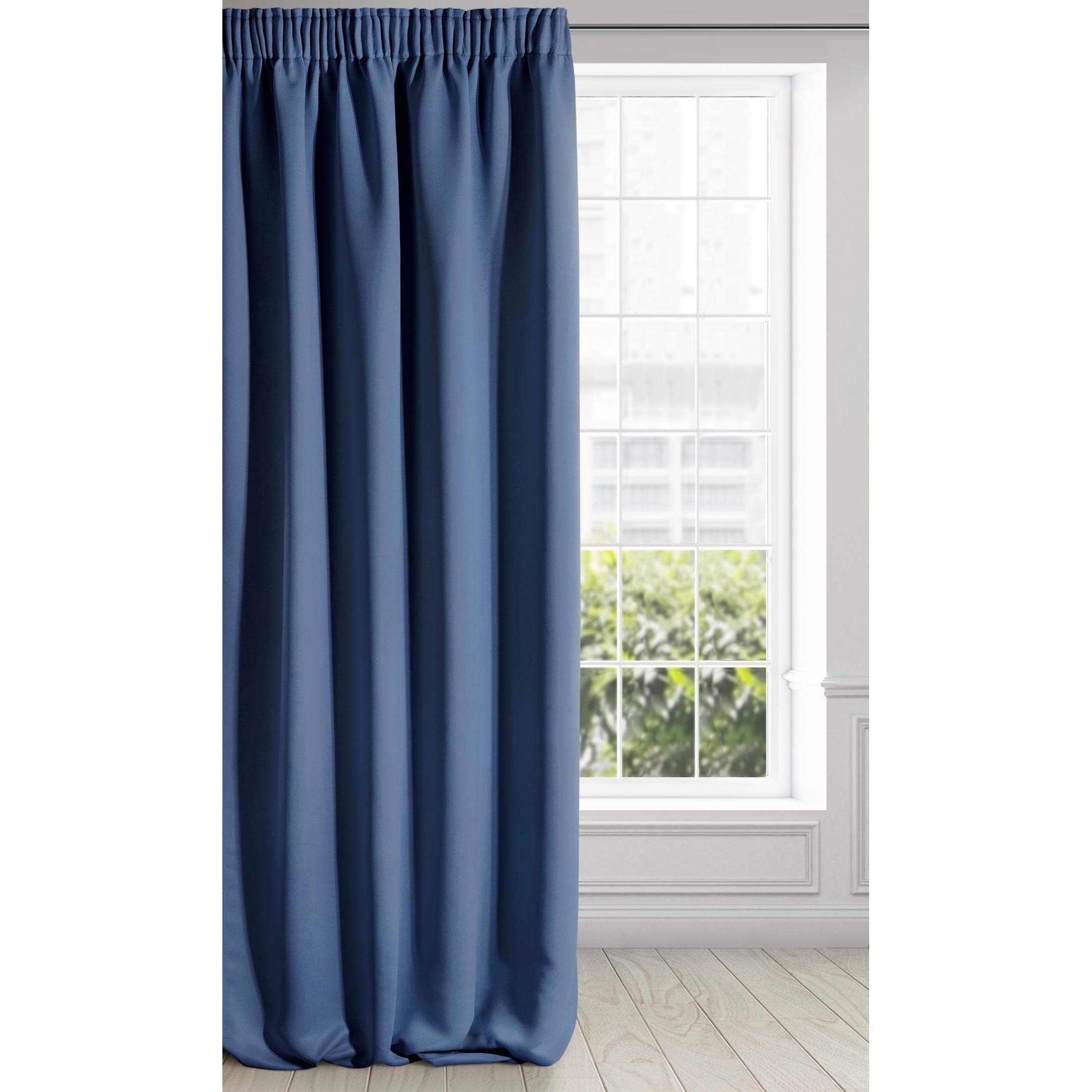 Eurofirany LOGAN Extra Long Blackout Curtain - 1 Unit Rod Pocket, Rufflette Tape, Light blocking Room Darkening Bedroom Living Room, W53 x L106, Dark Blue