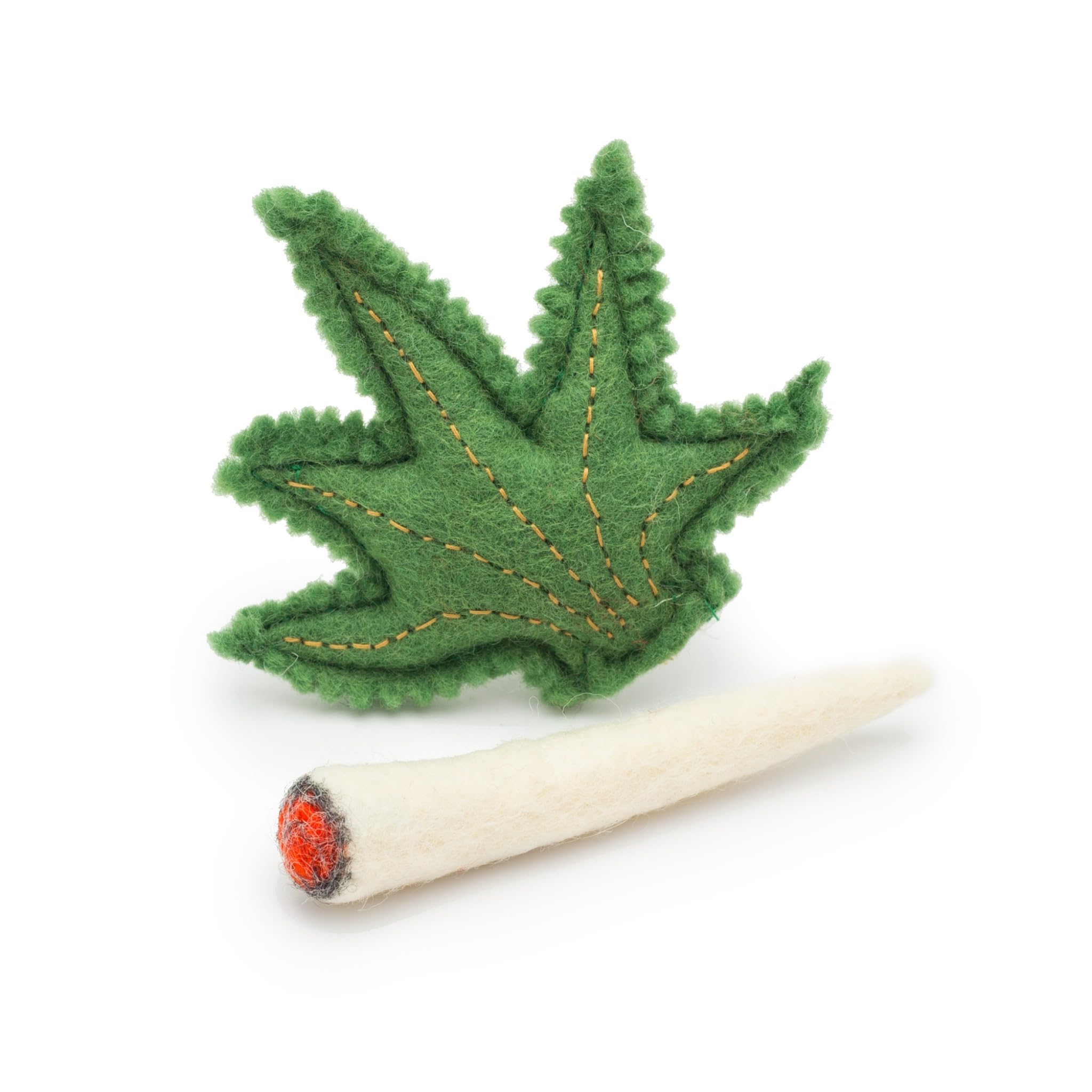 Glaciart One Catnip Joint & Leaf Cat Toy Set | Cat Crack for Funny Cats, Stimulating Cat Toys for Boredom, Exercise & Play | Filled w/Organic Catnip to Excite/Calm Kitty | Organic Idea