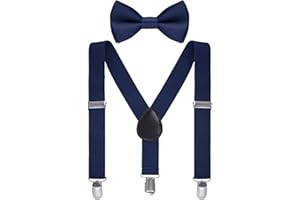 Bskifnn Kids Suspenders Bow Tie Sets Classic Solid Color Toddler Suspenders for Kids Wedding Party