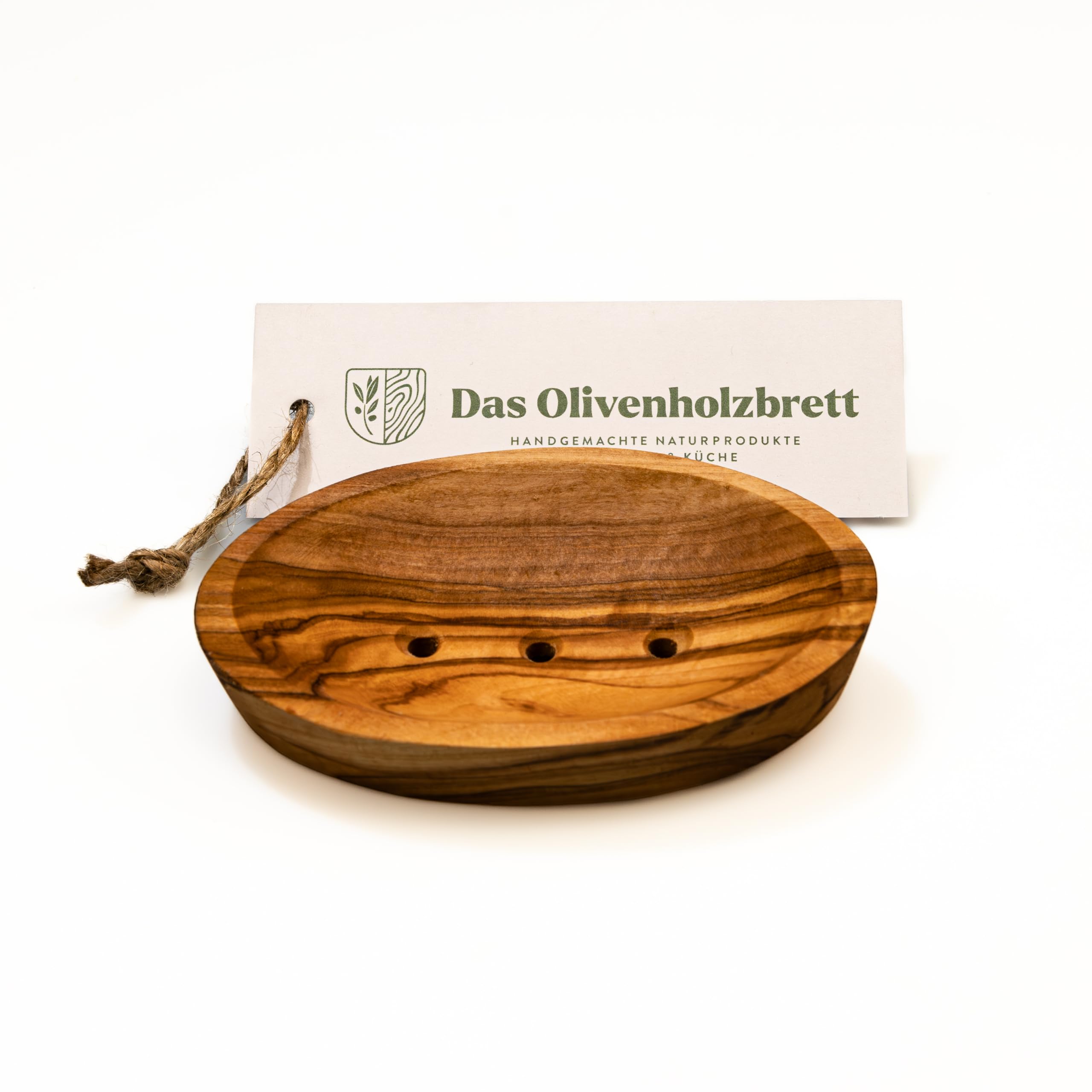 Soap Dish with Holes Oval Made of Olive Wood Approx. 13cm - 13cm