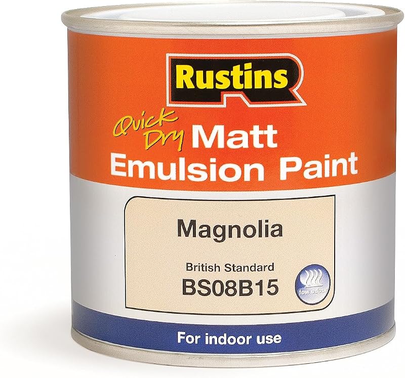 Rustins Matt Emulsion Paint Magnolia 500ml – Water Based Quick Dry Low Odour