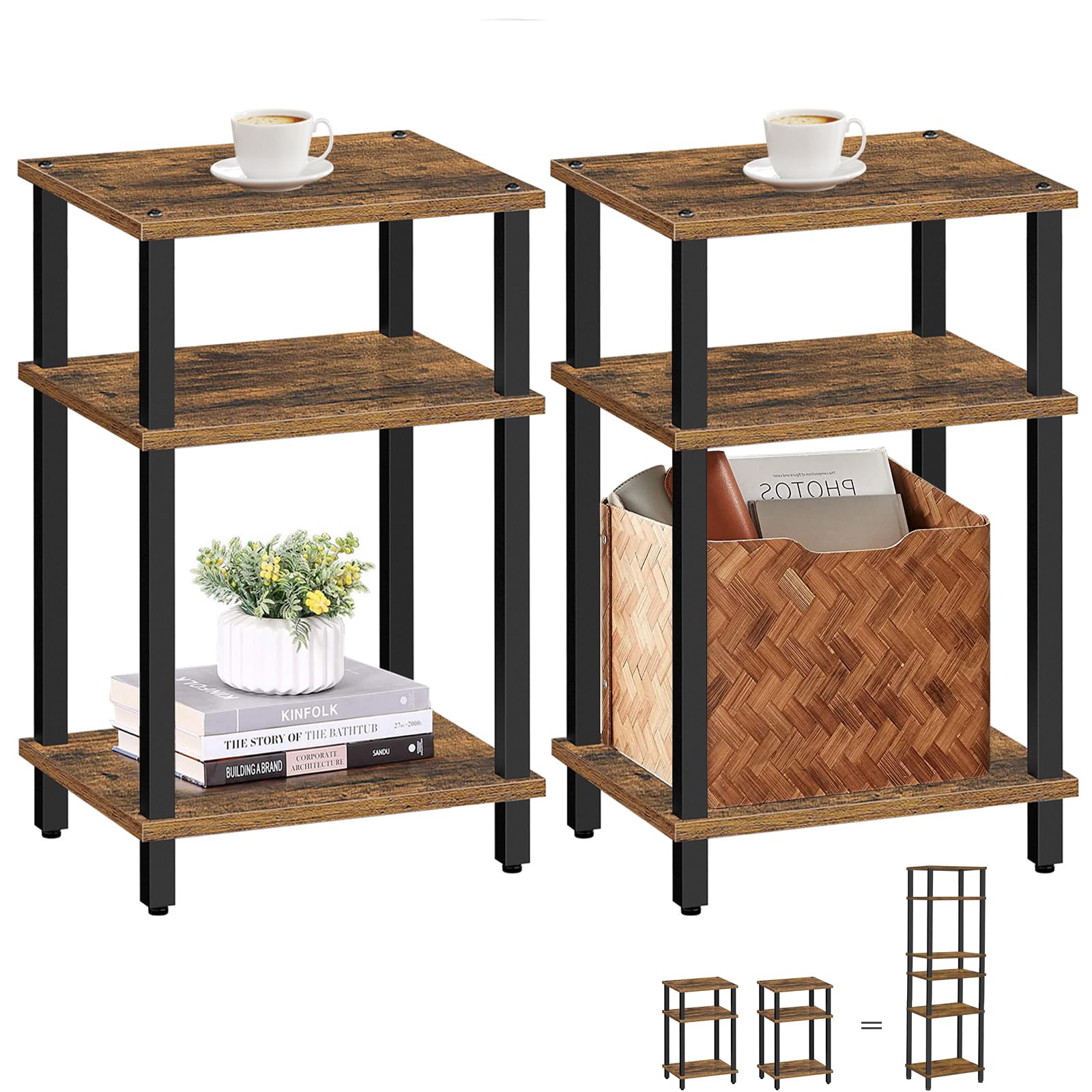 Photo 1 of **********MISSING PARTS*******
TUTOTAK Set of 2 End Table, Side Table, Nightstand, 3-Tier Storage Shelf, Couch Table for Small Space TB01BB0492