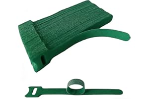 100-Pack Heavy Duty Nylon Plant Ties – 7.87 Inch Reusable Hook & Loop Garden Cable Straps, Adjustable Green Vine Support for 