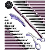 Berinist 12-Piece Black Micro Eyebrow Pencils for Women | Waterproof Dual-Ended Brow Pencil with Spoolie Brush &amp; 3D Triangle Tip for Hair-Like Strokes, Brow Razor Kit Included
