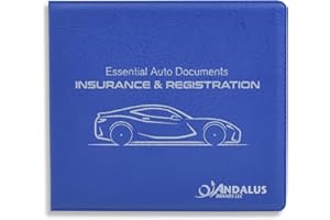 ANDALUS BRANDS Andalus Auto Registration & Insurance Card Holder, Waterproof Essential Car Registration Holder with Hook & Velcro Closure, Perfect for Every Vehicles Glove Boxes (Blue - 5.1" X 4.6")
