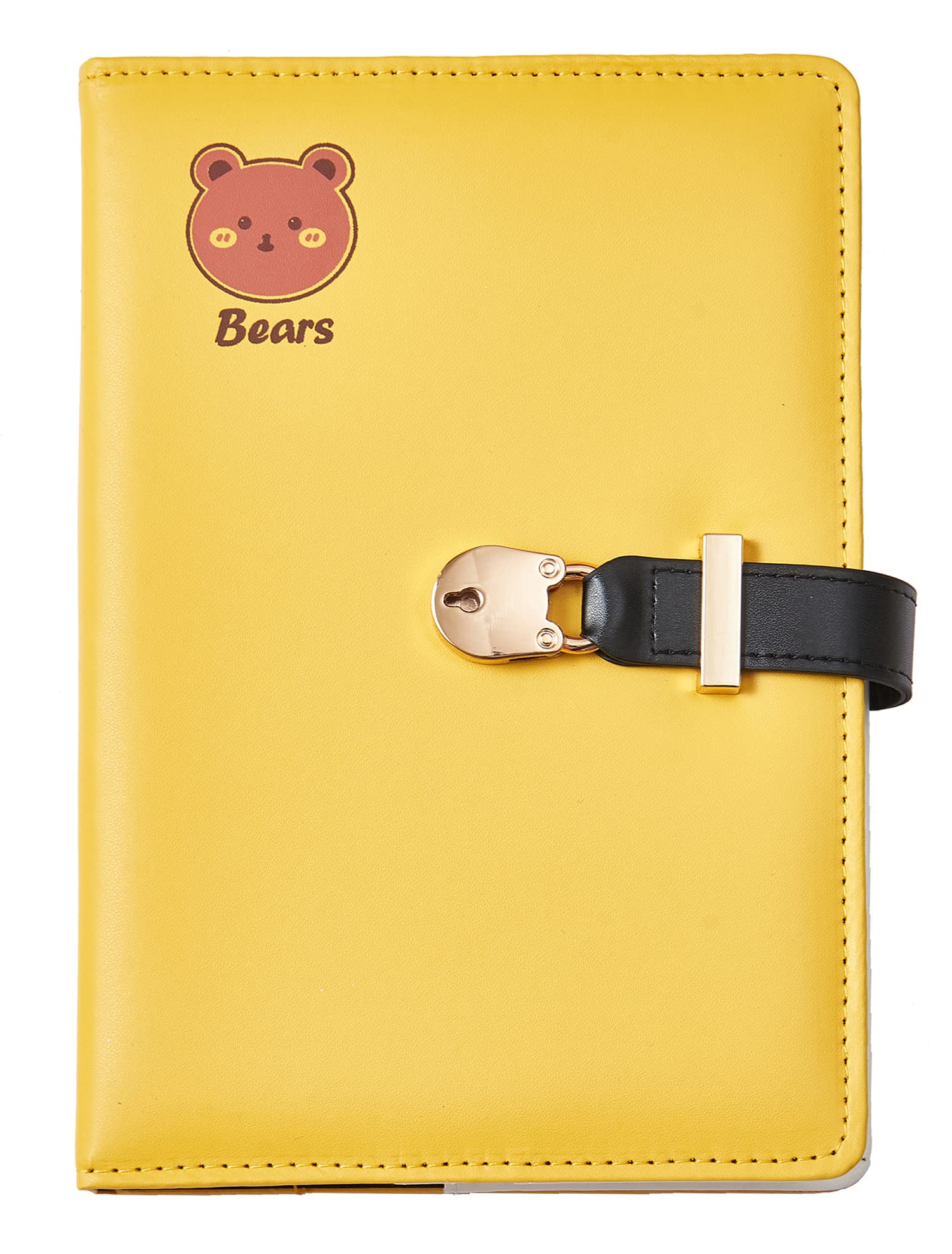 NectaRoy A5 Lockable Journal with Bears Lock & Key, Secret Notebook Travel Diary, PU Leather Writing Notepad, Padlock Daily Personal Sketchbook Birthday Gift, Pen Holder&Card Slots, 215x145mm