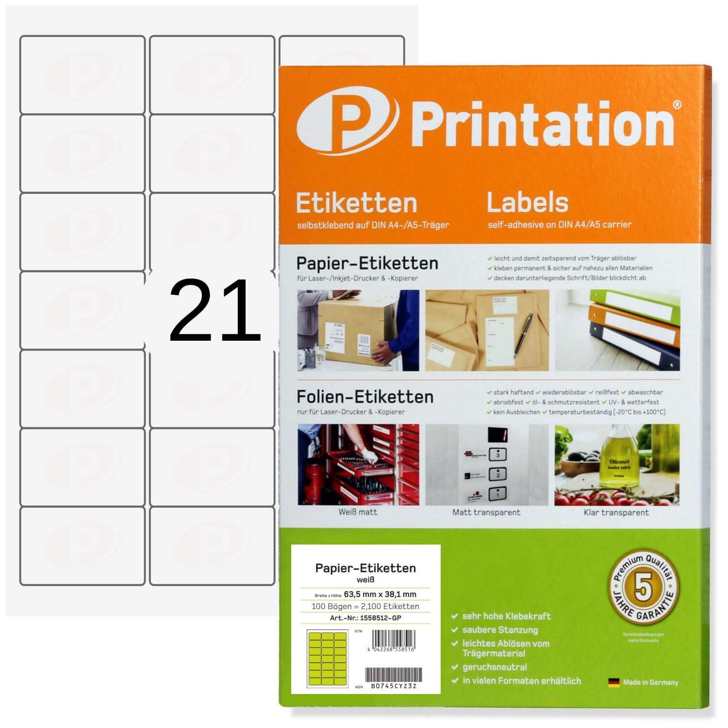 Printation Universal Address Labels For C6 Envelopes A4 Sheets Of Address Labels 3X7 Corners 63.5 X 38.1 mm White
