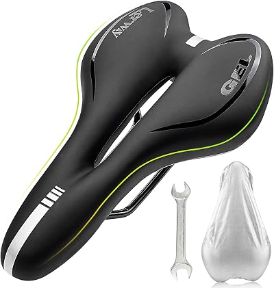 LERWAY Mountain Bike Saddle Gel Memory Foam Waterproof PU Leather