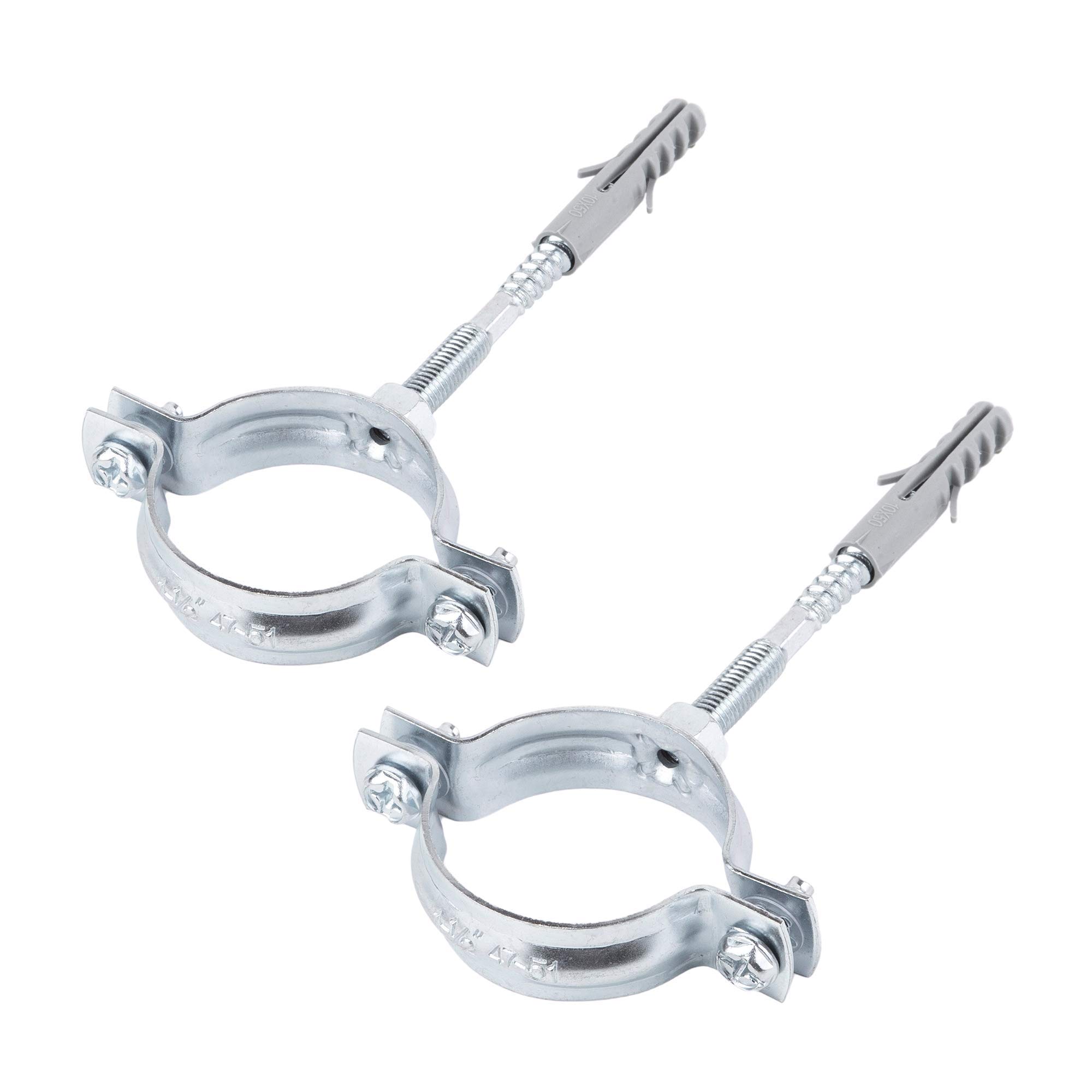 (Pack of 2 pcs) Metal Pipe Brackets Clips Clamps for Ø 47-55 mm Pipes (2)