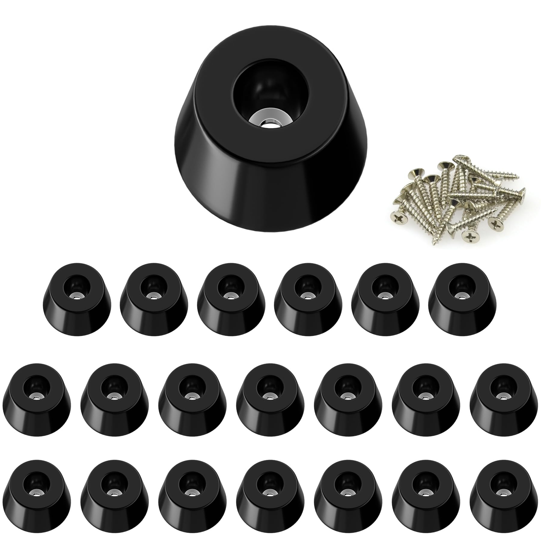 20 PCS Round Rubber Furniture Feet Pads with Screws,Table Leg Pads,Rubber Ends for Chair Legs (20, 25 x 19 x 15mm)