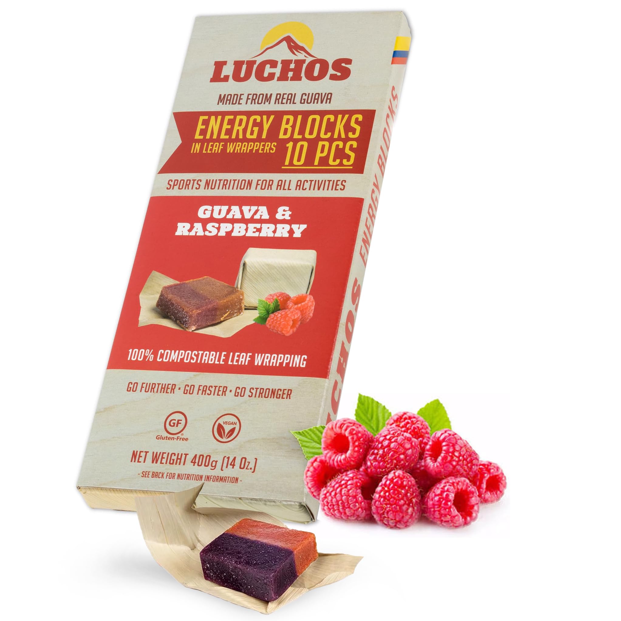 LUCHOS Energy Blocks - Guava & Raspberry, 400 g | Colombian On-the-Go Sports Nutrition for Running, Cycling & Hiking | A Natural Alternative to Bars & Gels | Vegan, Gluten Free & Easy to Digest โ image 1