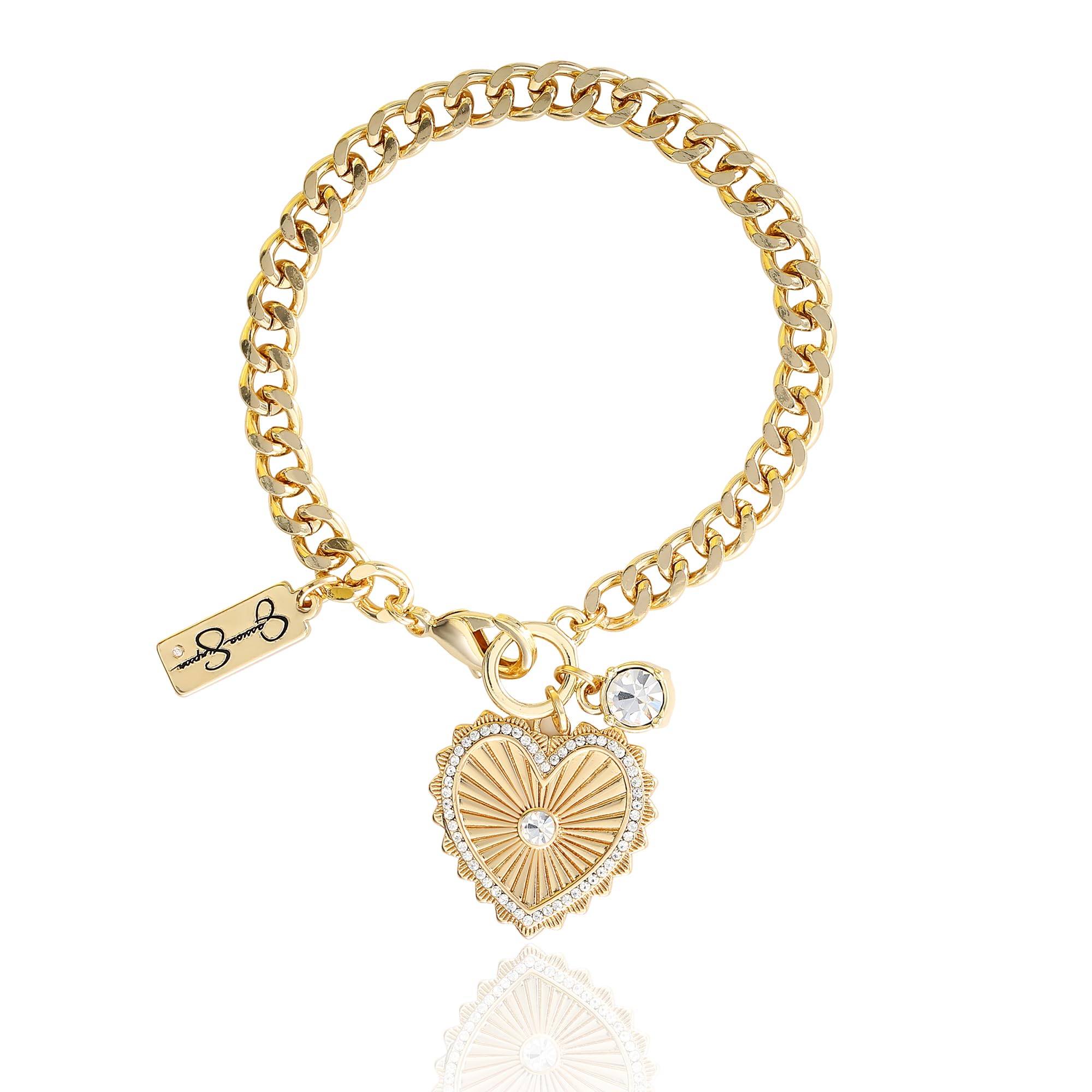 Jessica Simpson Womens Heart Charm Bracelet - 7.5