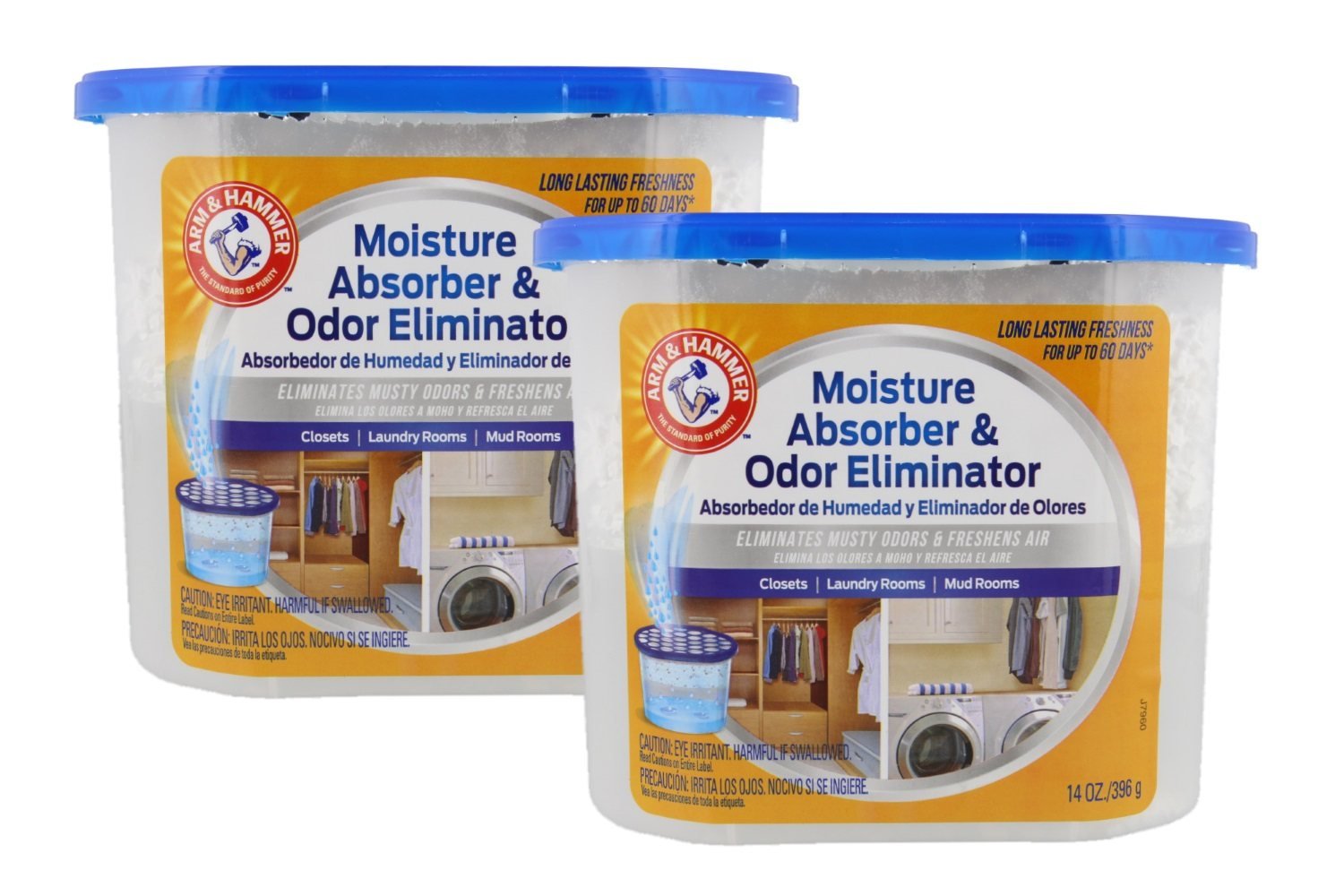 Photo 1 of ***FACTORY SEALED***Arm & Hammer Moisture Absorber & Odor Eliminator 14oz Tub, 2 Pack - Eliminates Musty Odors & Freshens Air for Closets, Laundry Rooms, Mud Rooms
