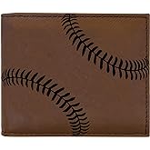 Rogue River Tactical Baseball Men's Leather Bifold Wallet RFID Gift For Him Dad Father Billfold Father's Day Gift Stitch